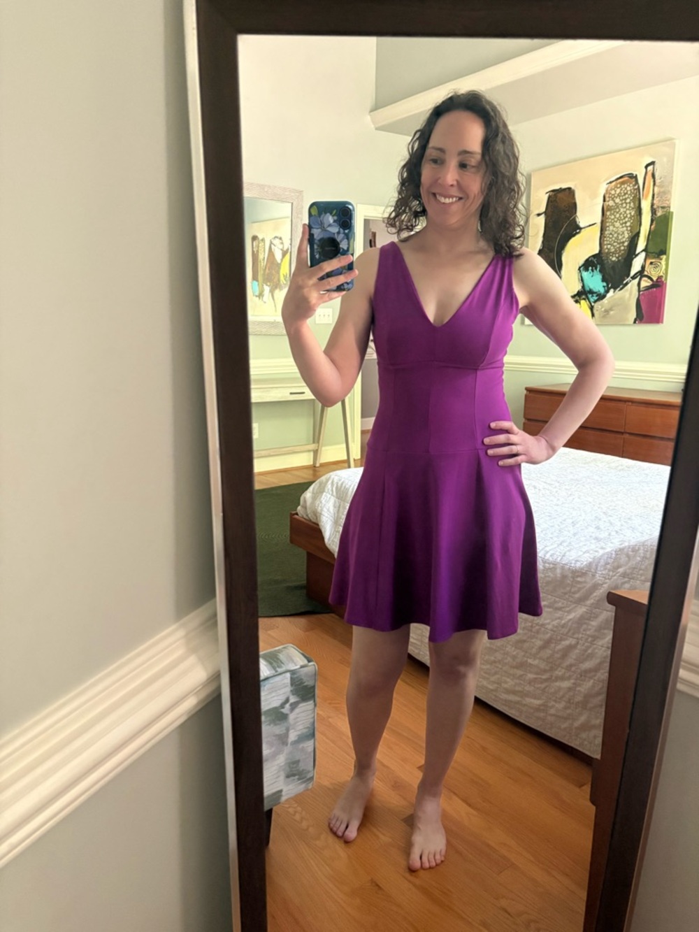 Susana Monaco Purple V-Neck Fit-and-Flare Dress